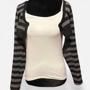 Grey and black striped bolero cropped cardigan